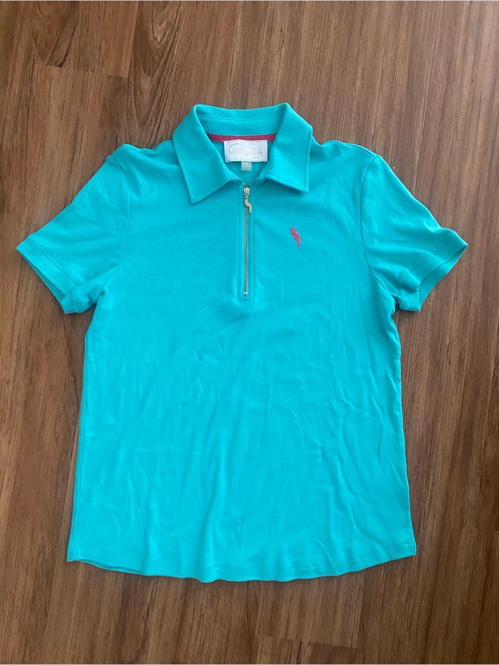 Pappagallo Turquoise Polo with Pink Trim